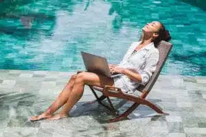 Work and Wellness Sabbatical Woman at the Pool