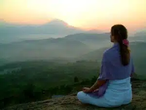 Sunrise meditation at The Art of Living Retreat