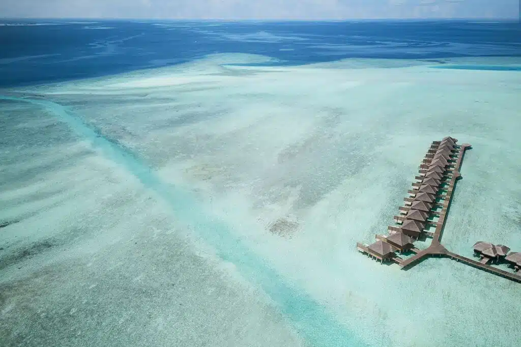 Anantara Veli Maldives Resort - Deluxe Over Water Pool Villas - aerial view