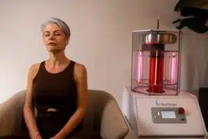 A woman experiences a BioCharger treatment, which works to optimize the body