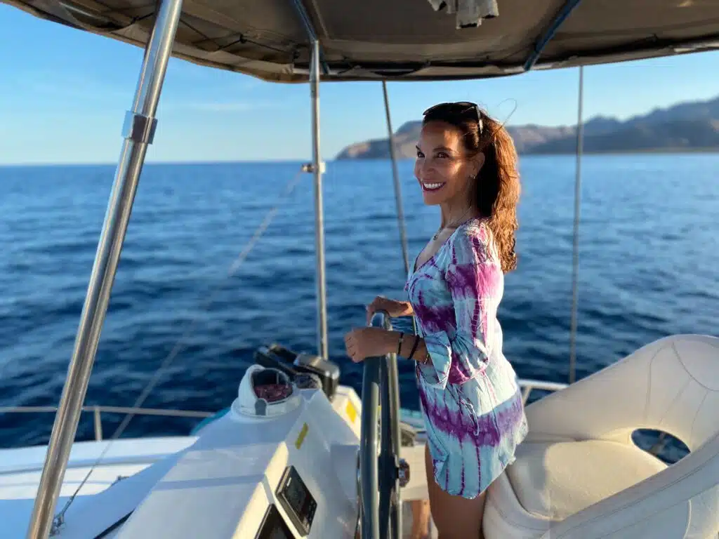 Leah Garcia on a boat in Baja