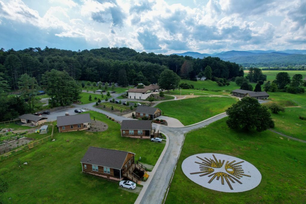 An aerial view of the campus at the Skyterra Wellness Retreat