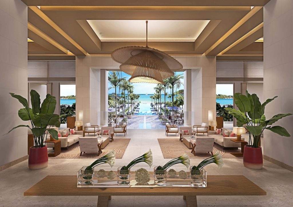 A rendering of the lobby at the soon-to-debut InterContinental Grenada-La Sagesse